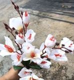 Hoa Giả-Hoa Mộc Lan Lụa 5 Nhánh 45 Cm Màu Trắng