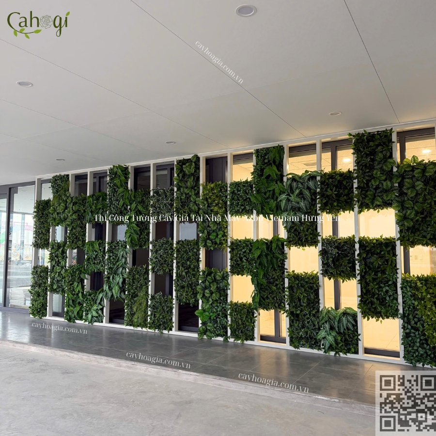 Thi Công Tường Cây Giả Tại Nhà Máy Azbil Vietnam Hưng Yên 4