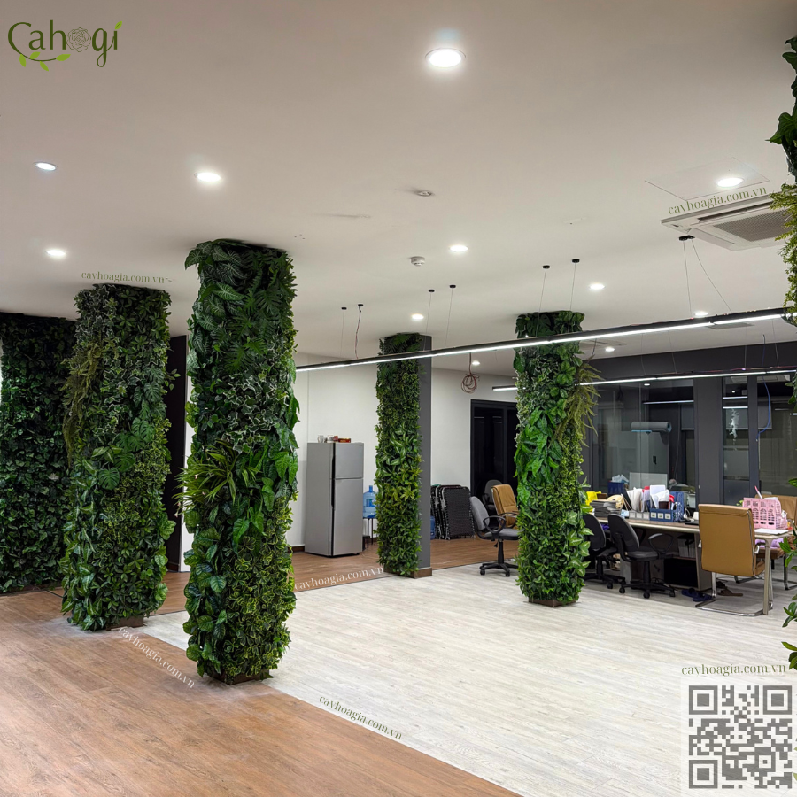 Thi Công Cột Cây Giả Tường Cây Giả Showroom Sàn Gỗ Tại Long Biên Hà Nội 3
