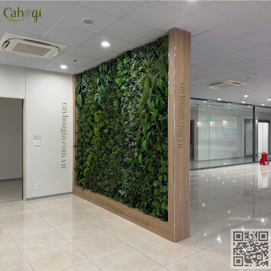 Thi Công Tường Cây Giả Canteen Nhà Máy Azbil Hưng Yên 2