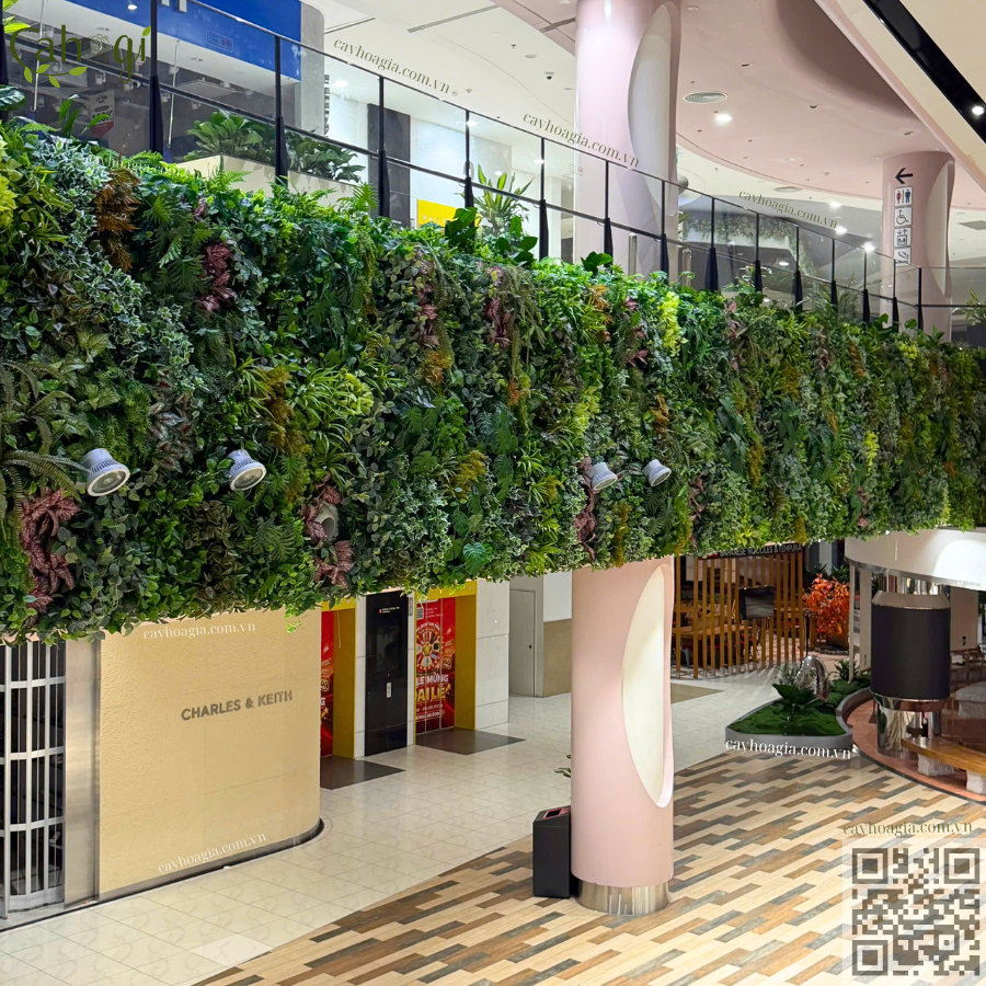Thi công tường cây giả siêu thị Aeon Hà Đông