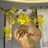 Thi Công Cây Hoa Mai Gỗ Lũa Và Booth Chụp Hình Sự Kiện Fours Tower