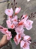 Hoa Giả-Hoa Mộc Lan Lụa 5 Nhánh 45 Cm Hồng Phớt