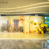 Thi Công Cây Hoa Mai Gỗ Lũa Và Booth Chụp Hình Sự Kiện Fours Tower