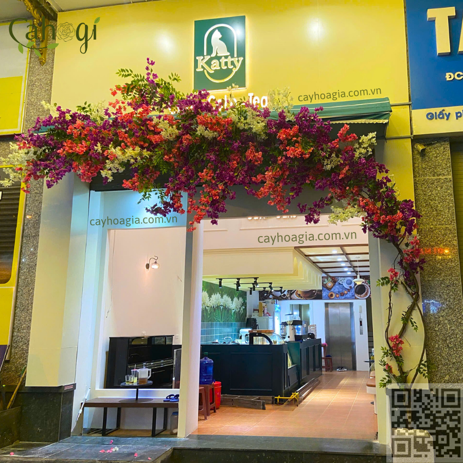 Thi Công Cây Hoa Giấy Giả Trang Trí Katty Cafe – Tố Hữu, Hà Đông