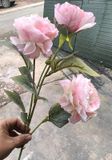 Hoa Giả-Hoa Mẫu Đơn 2 Bông 1 Nụ 70 Cm Hồng Nhạt
