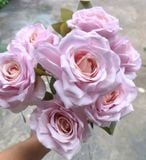 Hoa Giả-Hoa Hồng EcuaDo 7 Bông 35Cm Hồng Nhạt