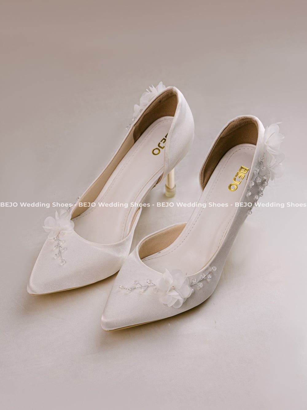  Giày cưới cao cấp BEJO WEDDING SHOSE- H51.HOA LỤA, TRẮNG LỤA 
