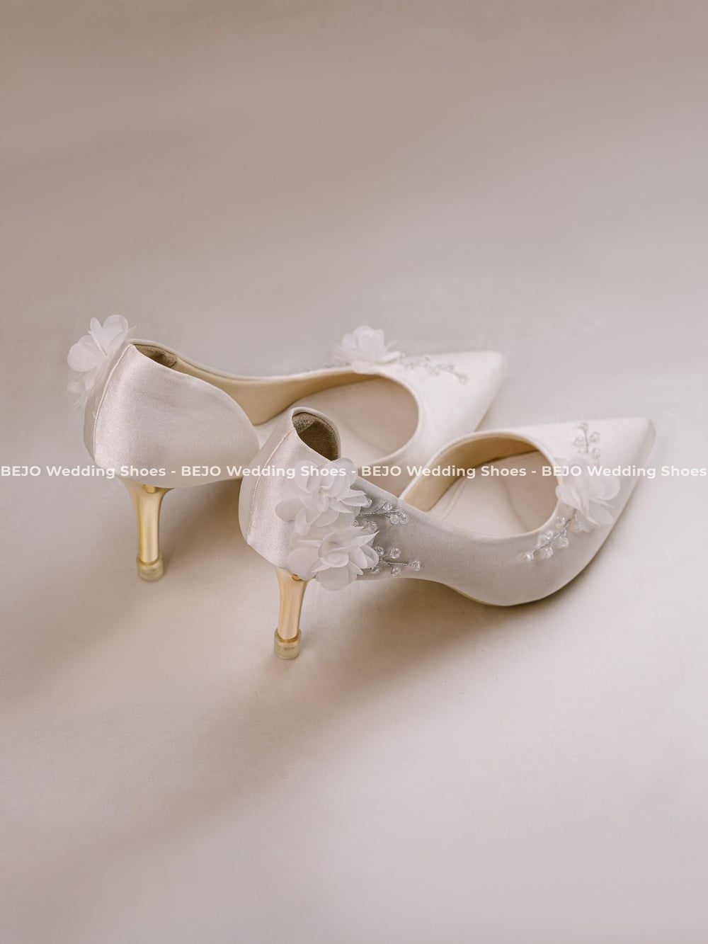  Giày cưới cao cấp BEJO WEDDING SHOSE- H51.HOA LỤA, TRẮNG LỤA 