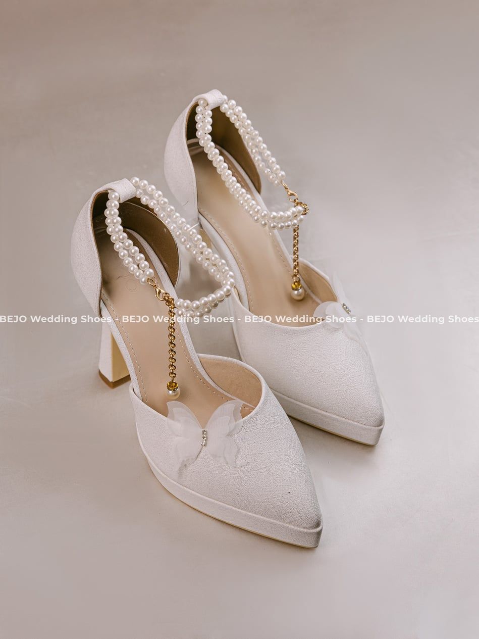  Giày cưới cao cấp BEJO WEDDING SHOSE- H78.DUP HOA BƯỚM, VÒNG CỔ CHÂN 