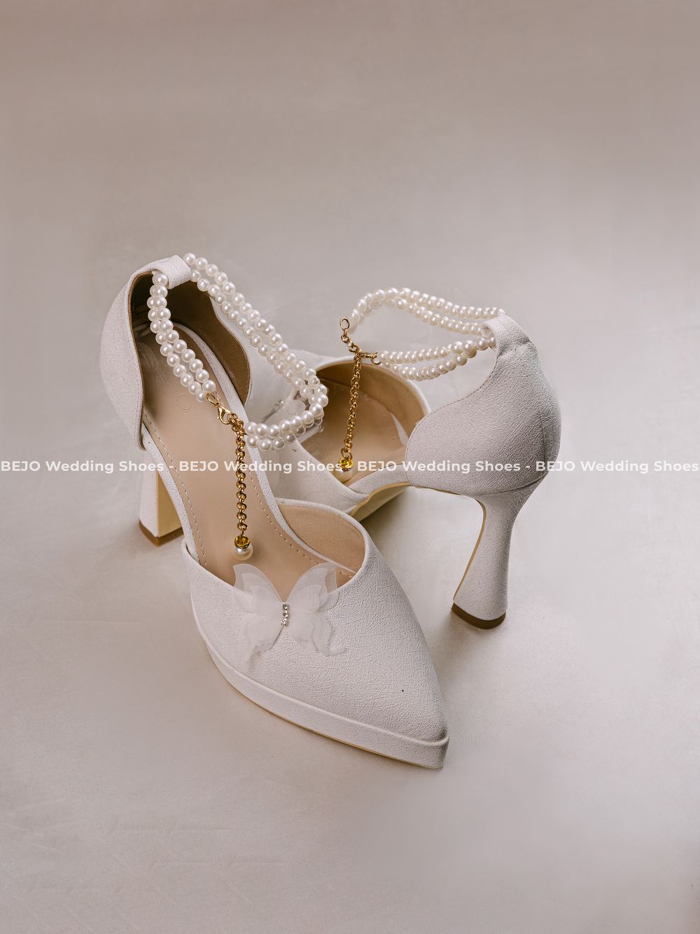  Giày cưới cao cấp BEJO WEDDING SHOSE- H78.DUP HOA BƯỚM, VÒNG CỔ CHÂN 