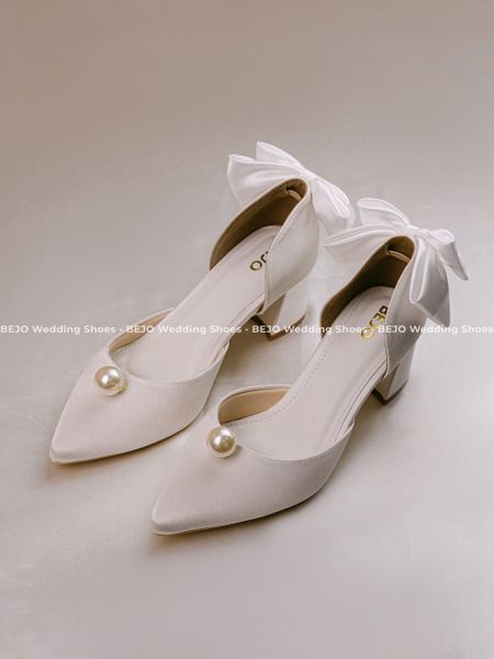  Giày cưới cao cấp BEJO WEDDING SHOSE- H78.7P NƠ GÓT, HẠT CHÂU 