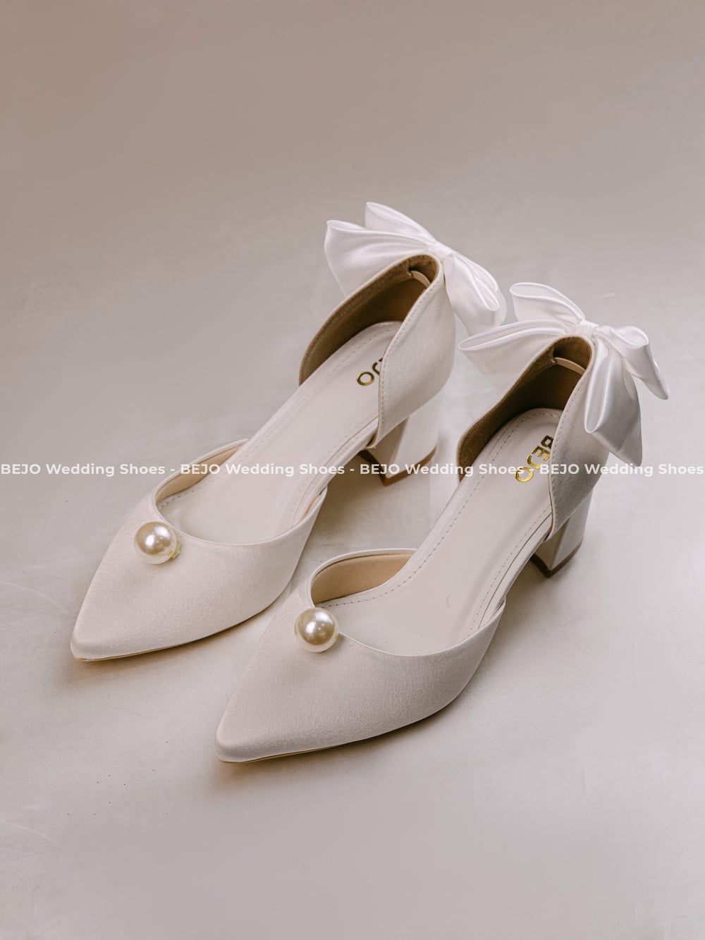  Giày cưới cao cấp BEJO WEDDING SHOSE- H78.7P NƠ GÓT, HẠT CHÂU 