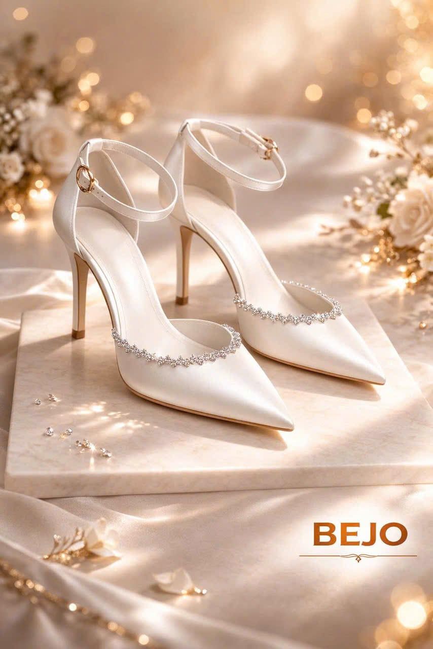  Giày cưới cao cấp BEJO WEDDING SHOSE- H78.GN VIỀN XOÀN, LỤA TRẮNG 