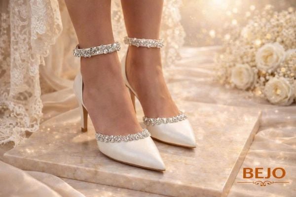  Giày cưới cao cấp BEJO WEDDING SHOSE- H78.GN.05 ĐÁ PHA LÊ, LỤA TRẮNG 