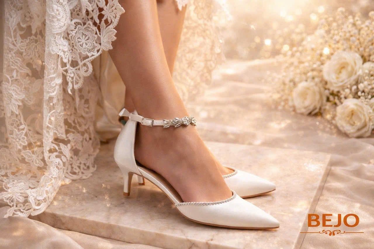  Giày cưới cao cấp BEJO WEDDING SHOSE- WDH78.GN.5P VCC PHALE, LỤA TRẮNG 