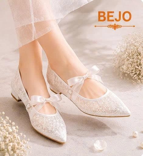  Giày cưới cao cấp BEJO WEDDING SHOSE- H98 REAN TRẮNG PHỐI DÂY 