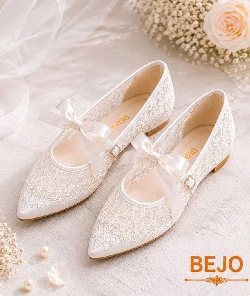  Giày cưới cao cấp BEJO WEDDING SHOSE- H98 REAN TRẮNG PHỐI DÂY 