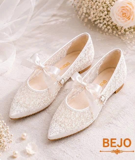  Giày cưới cao cấp BEJO WEDDING SHOSE- H98 REAN TRẮNG PHỐI DÂY 