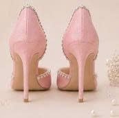  Giày cưới cao cấp BEJO WEDDING SHOSE hở sườn- H78.05 xoàn đá, Hồng Pastel 