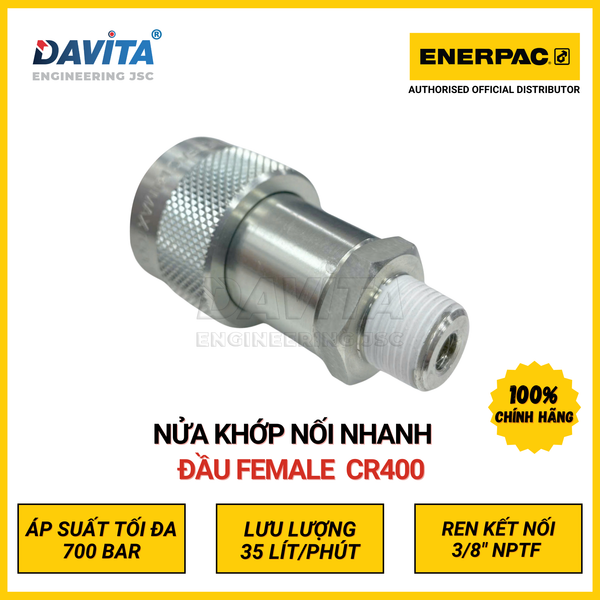 CR400 Nửa khớp nối nhanh Enerpac đường dầu thủy lực áp tối đa 700bar, đầu Cái (Female half)