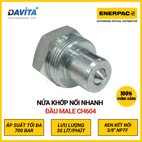 CH604 Nửa khớp nối nhanh đường dầu thủy lực áp tối đa 700bar, đầu Đực (Male half)
