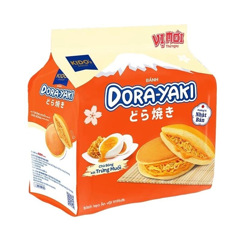  Bánh Dorayaki vị trà bông xốt trứng muối Kido's Bakery 5 cái gói 150g 