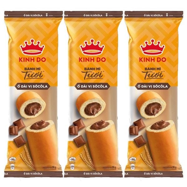 Bánh mì tươi ổ dài Kinh Đô nhân socola lốc 5 gói x 90 g 