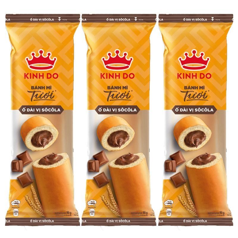  Bánh mì tươi ổ dài Kinh Đô nhân socola lốc 5 gói x 90 g 