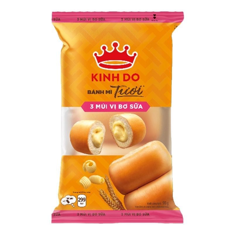  Bánh mì tươi Kinh Đô nhân bơ sữa bộ 5 gói 90 g 