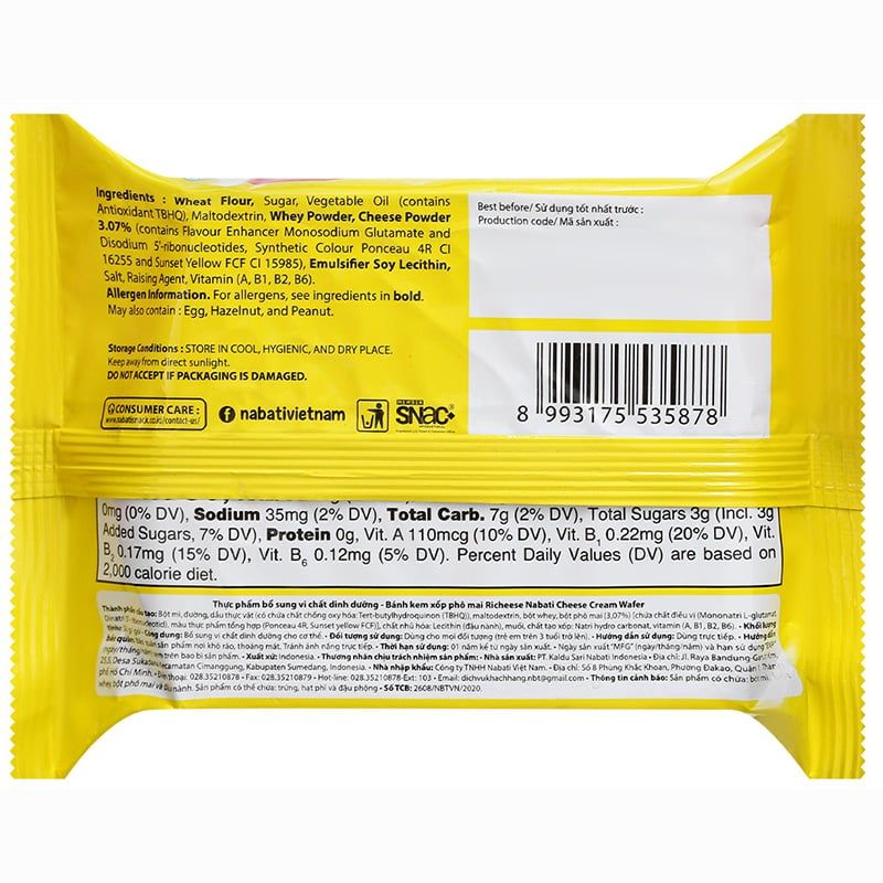  Bánh xốp Nabati nhân phô mai gói 52g 