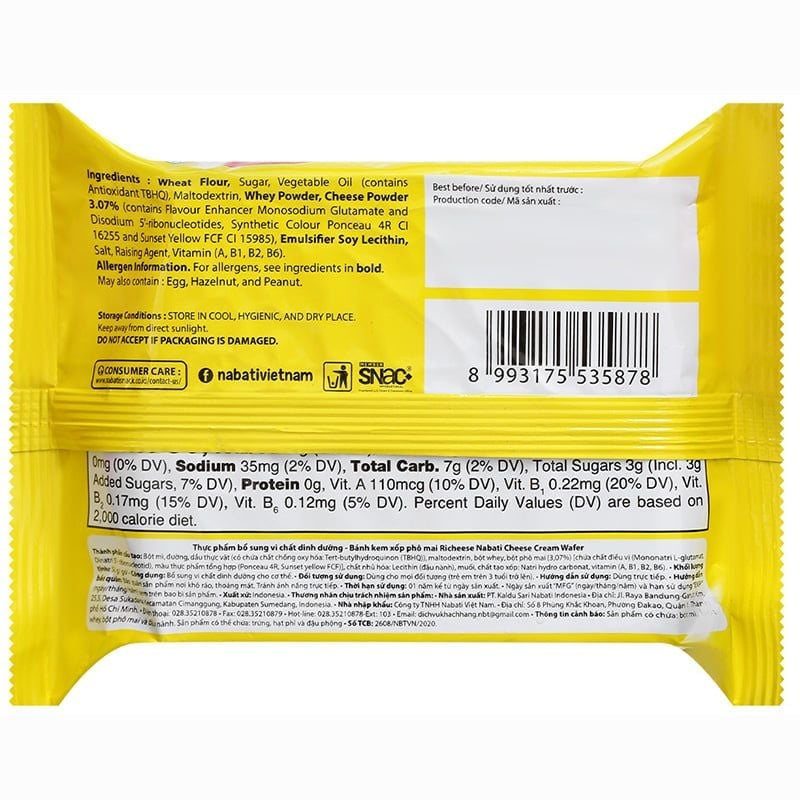  Bánh xốp Nabati nhân phô mai thùng 60 gói x 52g 