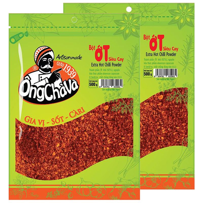  Ớt bột siêu cay Ông Chà Và bột vẩy gói 500 g 