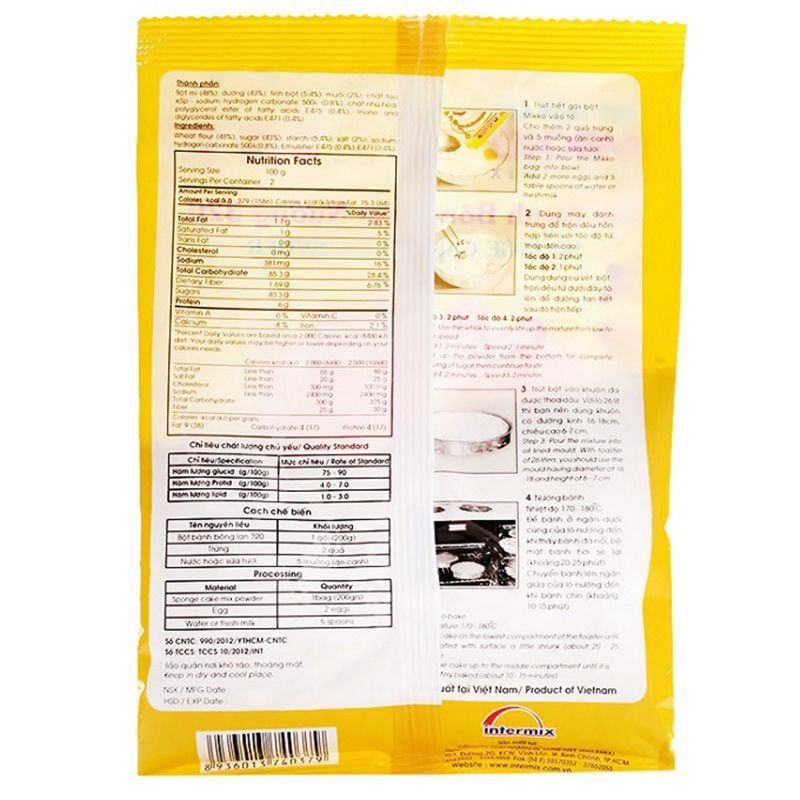  Bột bánh bông lan nướng Mikko Hương Xưa thùng 50 gói x 220 g 