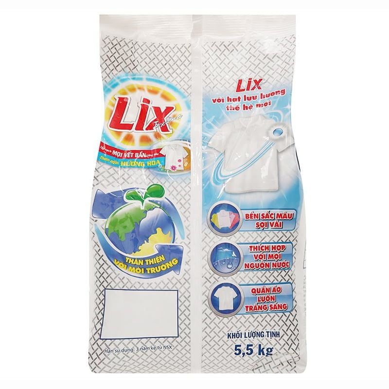  Bột giặt Lix Extra hương hoa túi 5.5kg 