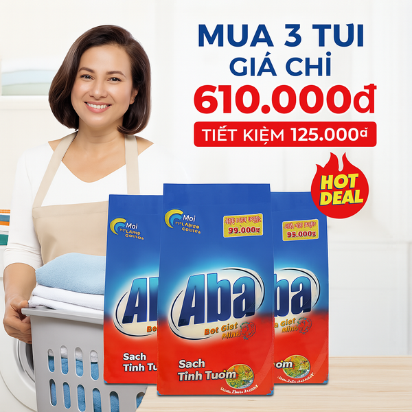  Bột giặt nhiệt Aba sạch tinh tươm túi 5.7kg - Hot Deal 3 Túi 