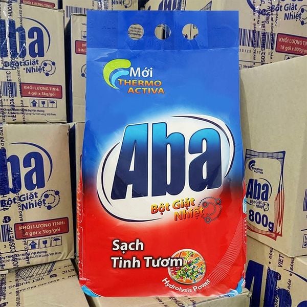 Đại lý Bột giặt nhiệt Aba sạch tinh tươm thùng 3 túi x 4,3 kg 