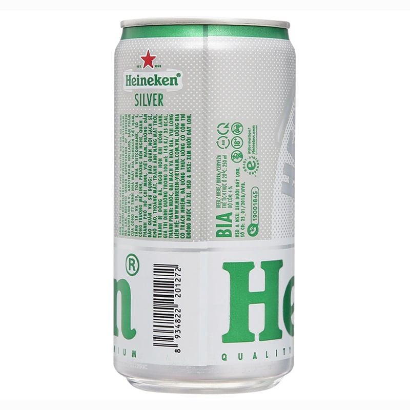  Bia Heineken bạc thùng 24 lon x 250ml 