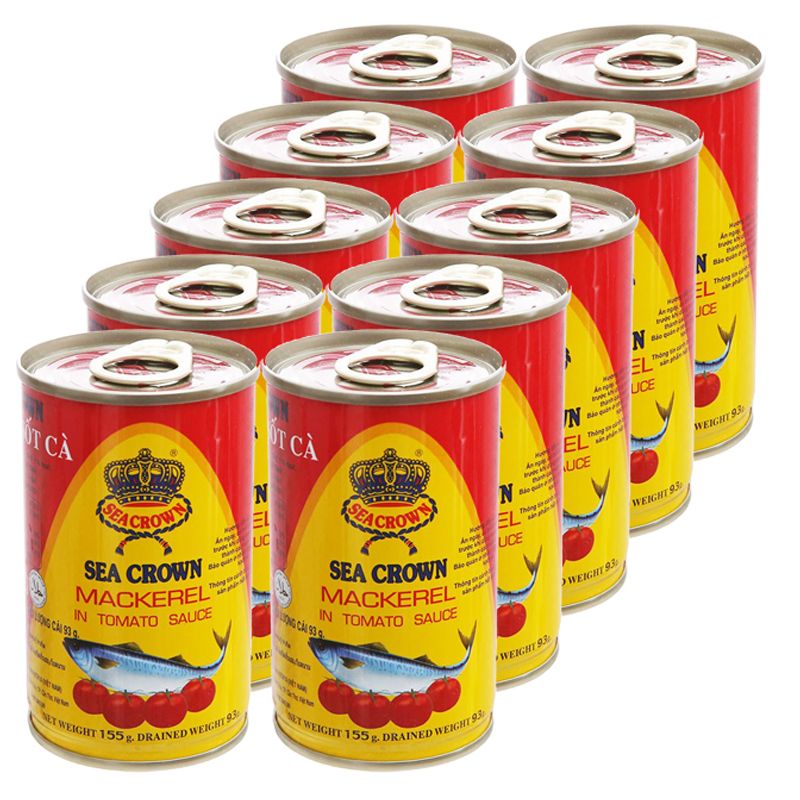  Cá nục sốt cà Sea Crown lốc 10 hộp x 155g 