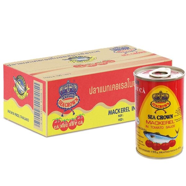  Cá nục sốt cà Sea Crown thùng 100 hộp x 155g 