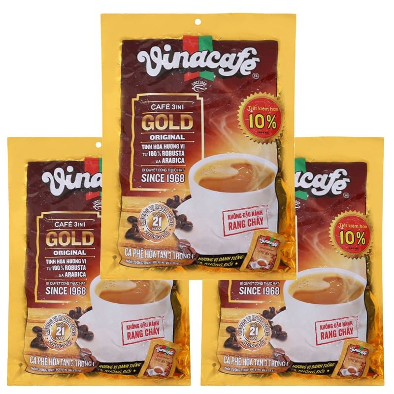  Cà phê sữa VinaCafé Gold thùng 12 bịch x 40 gói x 20g bịch 800g 