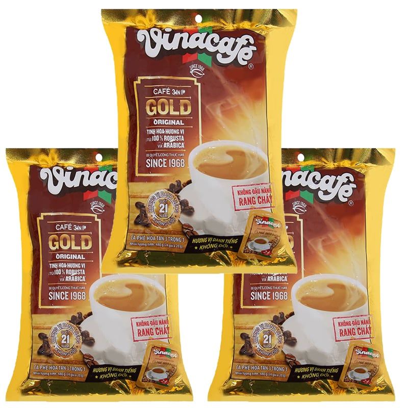  Cà phê sữa VinaCafé Gold 24 gói x 20g bịch 480g 