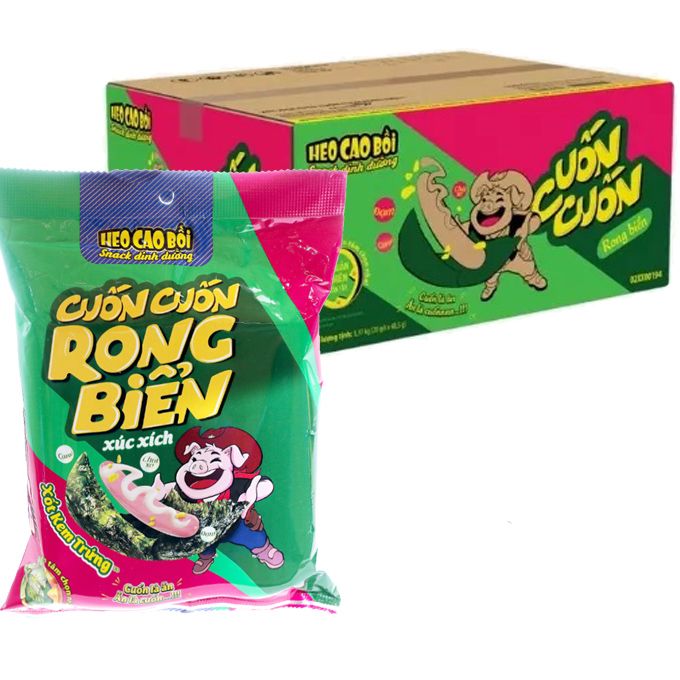  Xúc xích cuốn cuốn cuộn rong biển Heo Cao Bồi Masan thùng 20 gói x 48.5g 