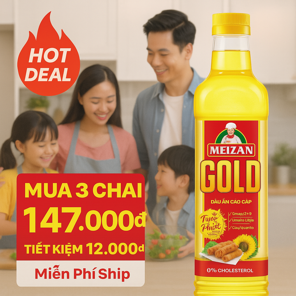  Dầu ăn cao cấp Meizan Gold chai 1 lít - Hot Deal 3 Chai 