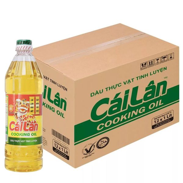  Dầu thực vật tinh luyện Cái Lân thùng 12 chai x 1 lít 