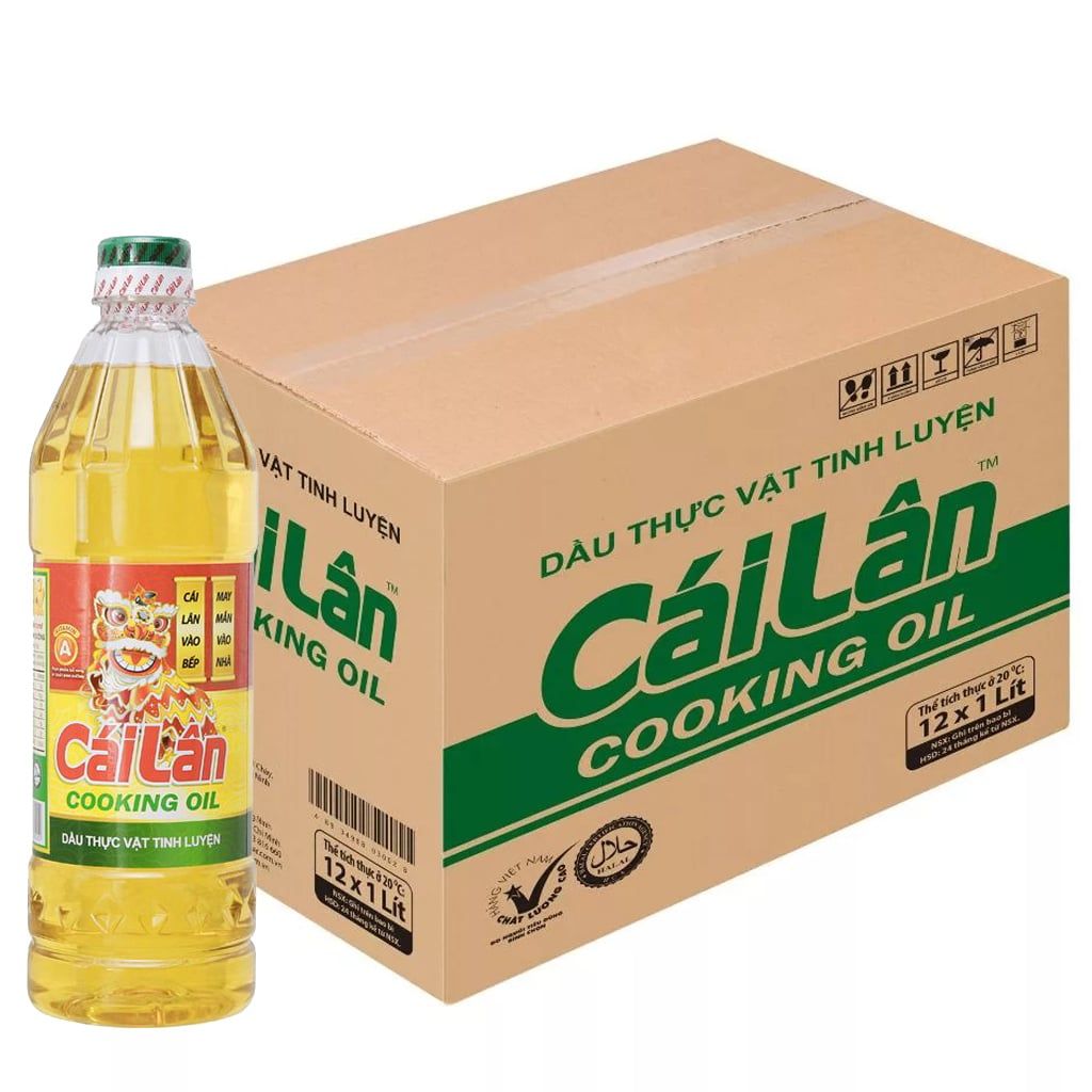  Dầu thực vật tinh luyện Cái Lân thùng 12 chai x 1 lít 