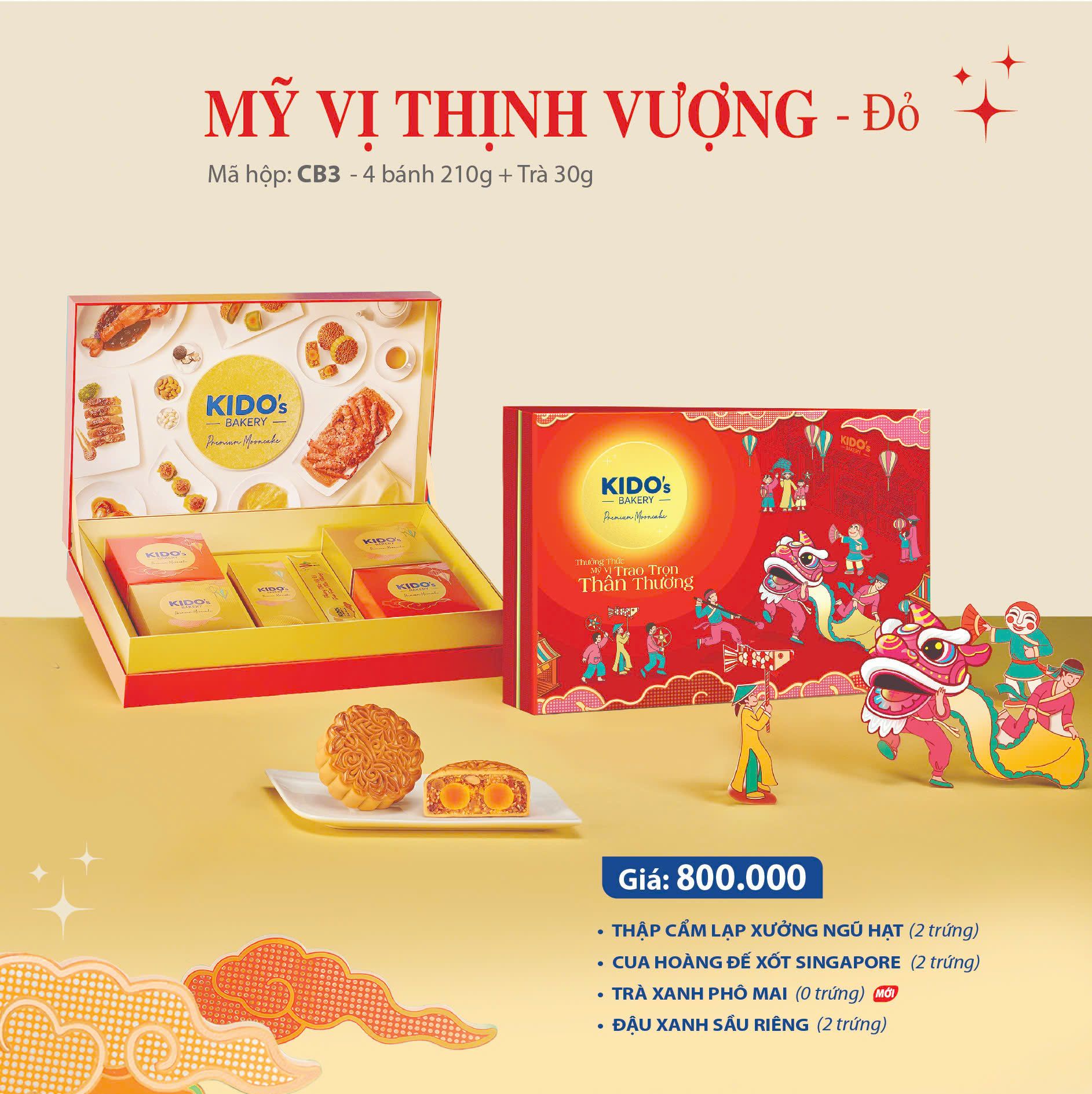  Hộp bánh trung thu Kinh Đô Mỹ Vị Thịnh Vượng đỏ 