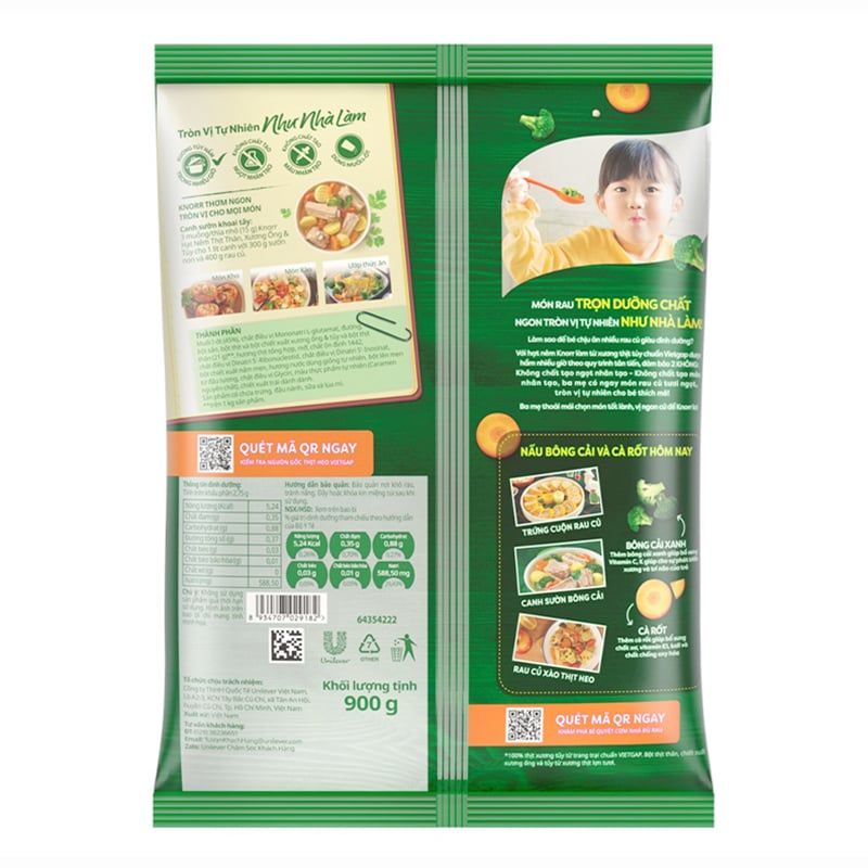  Hạt nêm Knorr Thịt thăn xương ống tủy thùng 8 gói x 900 g 