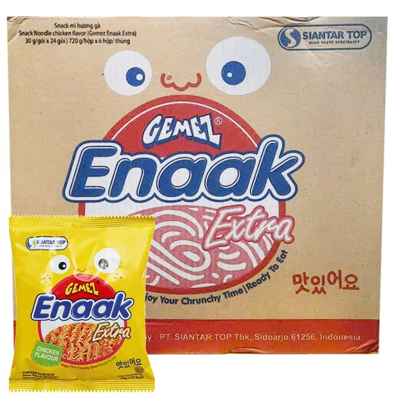  Mì Snack Enaak extra vị gà nướng hộp 24 gói x 30g 