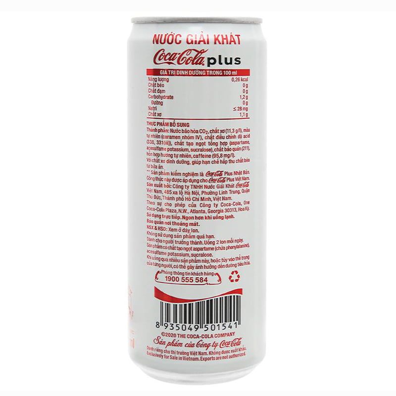  Nước giải khát có gas Coca Cola Plus lốc 6 lon x 330ml 